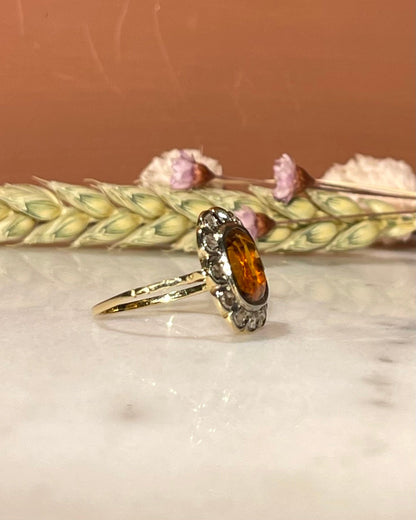 Bague Art - Déco Citrine 2.50 Carats &amp; 12 Diamants &quot;Meryl&quot; - Elliade Paris