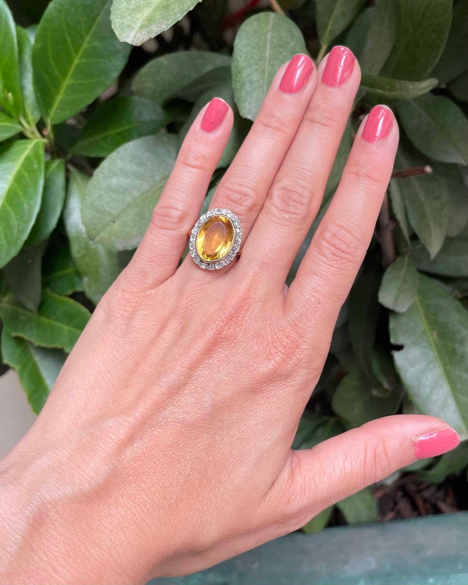 Bague Art - Déco Citrine 5.40 Carats &amp; 20 Diamants "Sirine" - Elliade Paris