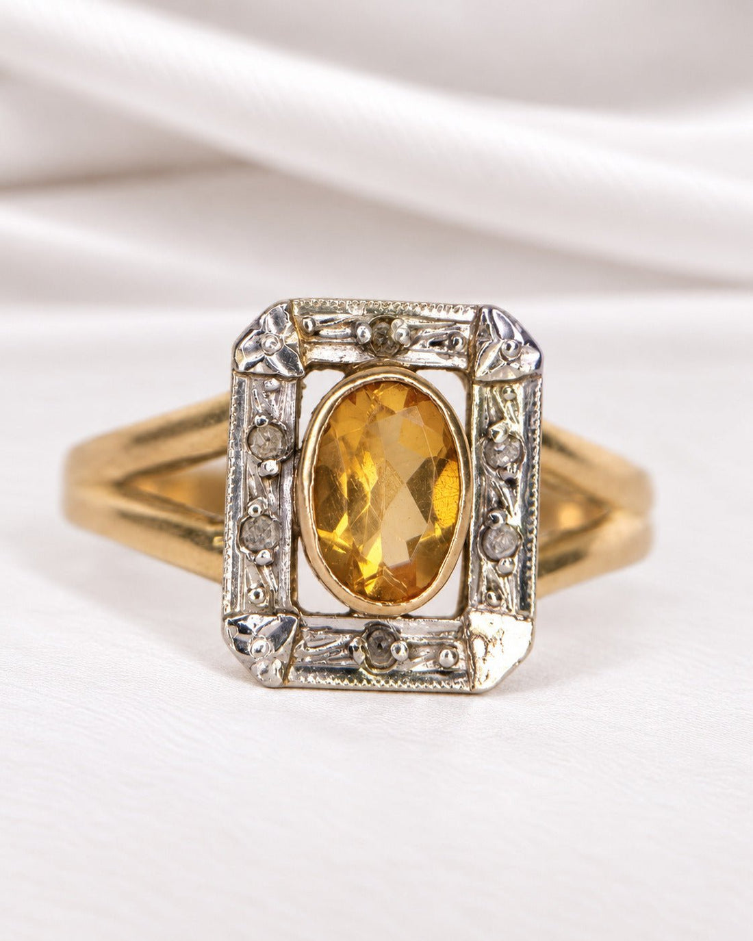 Bague Art-Déco Citrine &amp; Diamants "Natasha" - Elliade Paris