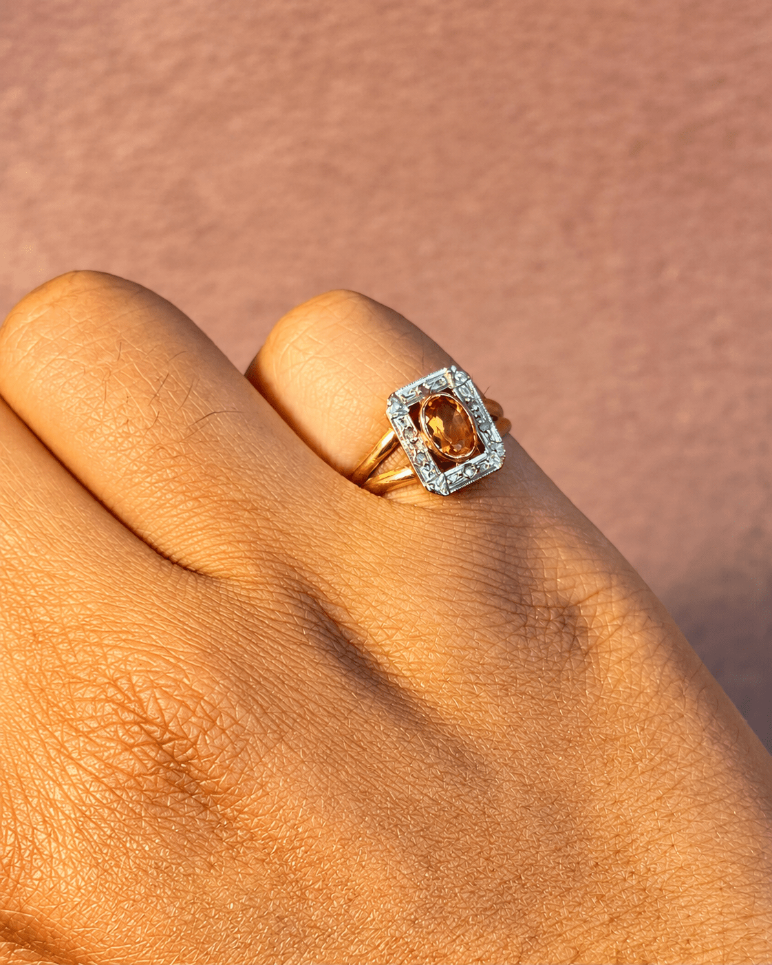 Bague Art-Déco Citrine &amp; Diamants "Natasha" - Elliade Paris