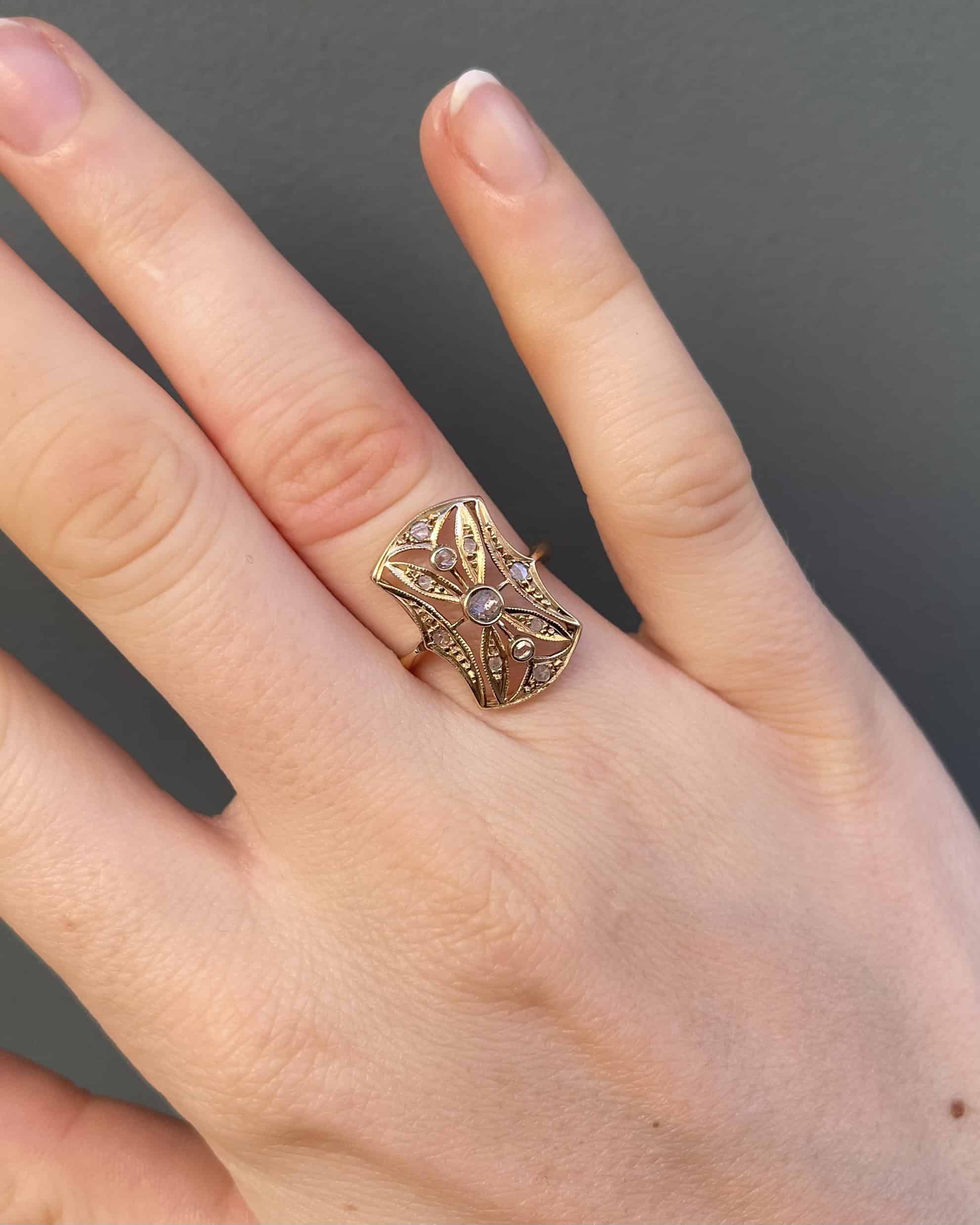 Bague Vintage Art-Déco Diamants "Aubrey" - Elliade Paris