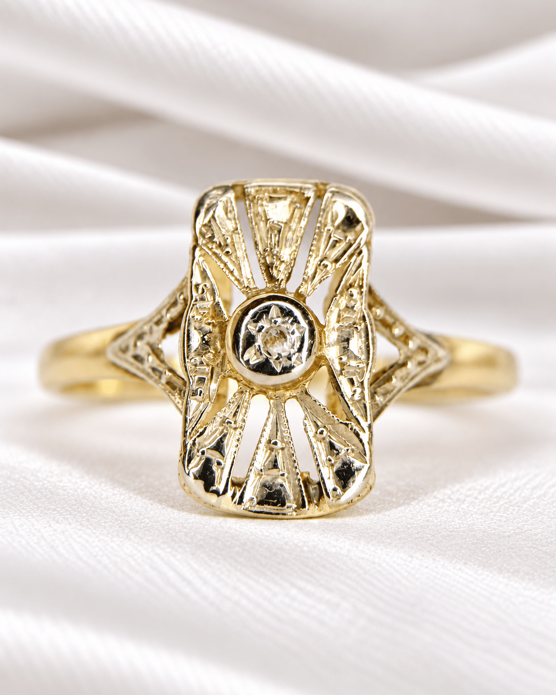 Bague Art-Déco Diamant &amp; Or "Germaine" - Elliade Paris