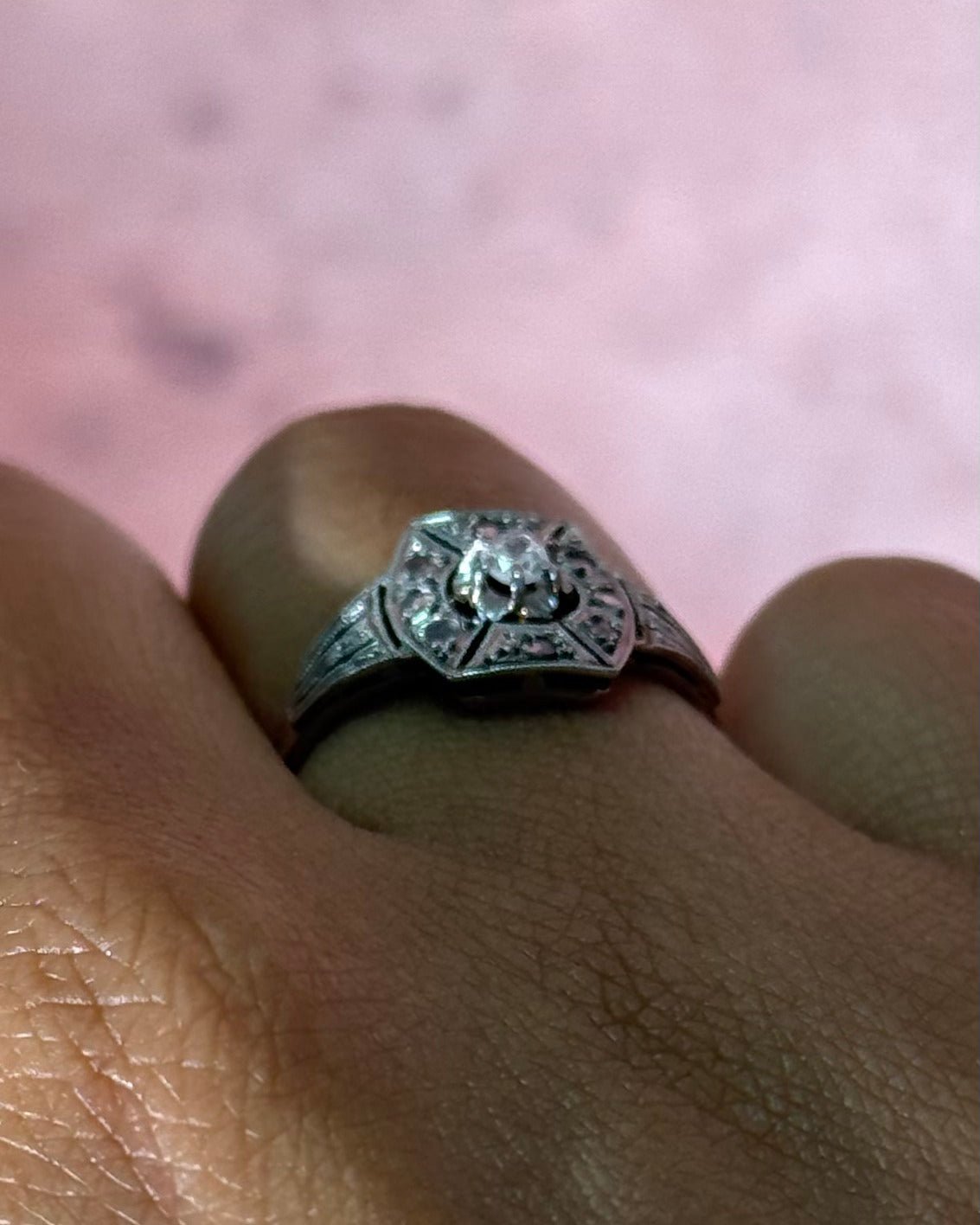 Bague Art-Déco Diamant &amp; Topazes blanches "Karine" - Elliade Paris