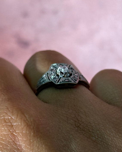 Bague Art-Déco Diamant &amp; Topazes blanches "Karine" - Elliade Paris