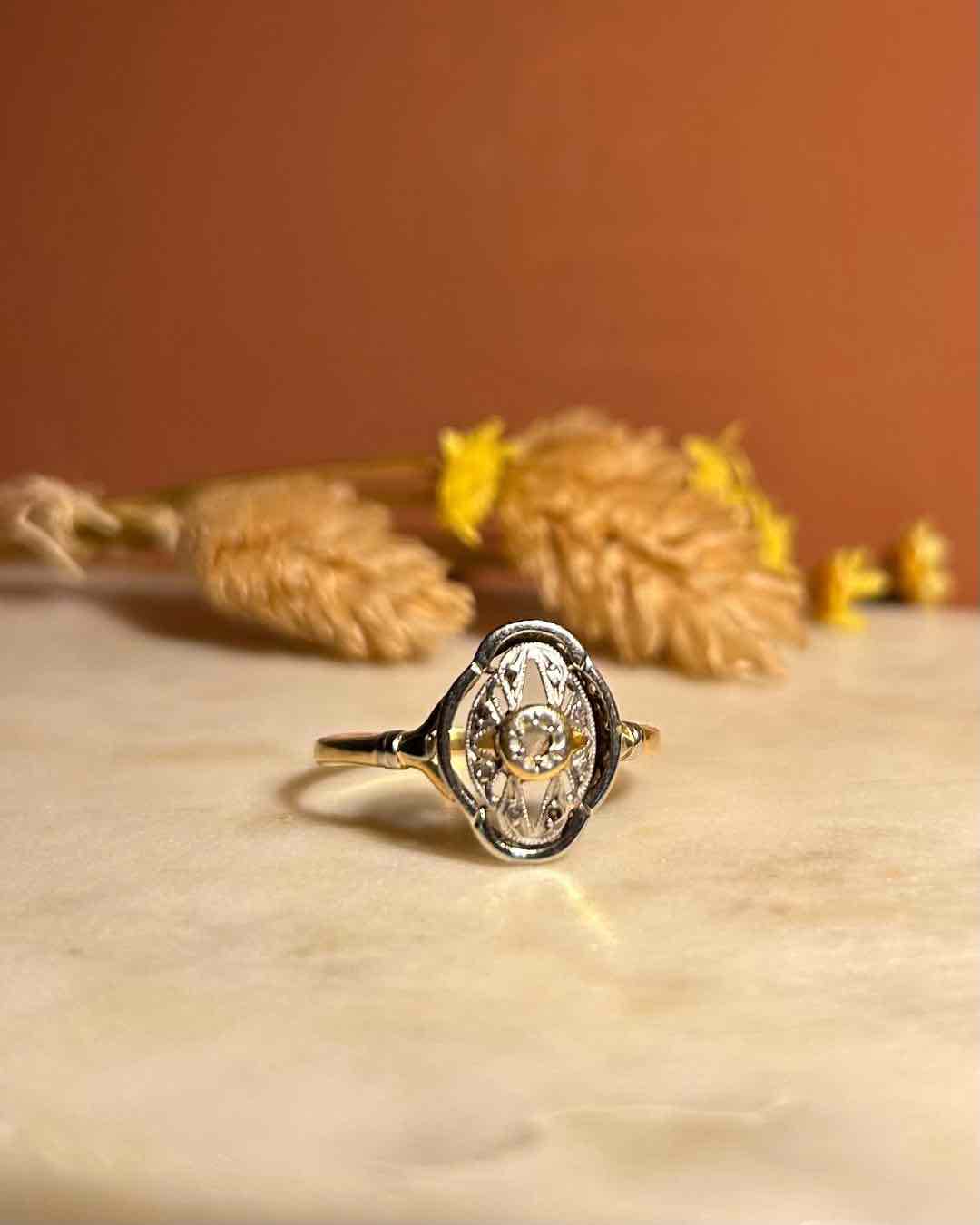 Bague Art-déco Diamant vintage &quot;Noëlla&quot;