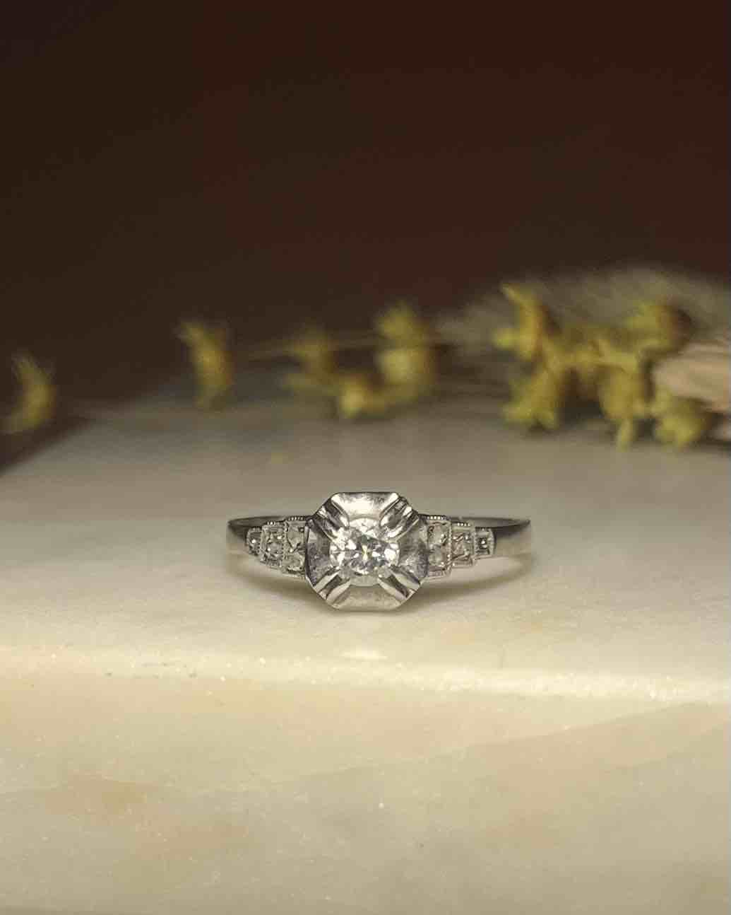 Bague Art déco diamant Vintage &quot;Oyana&quot; - Elliade Paris