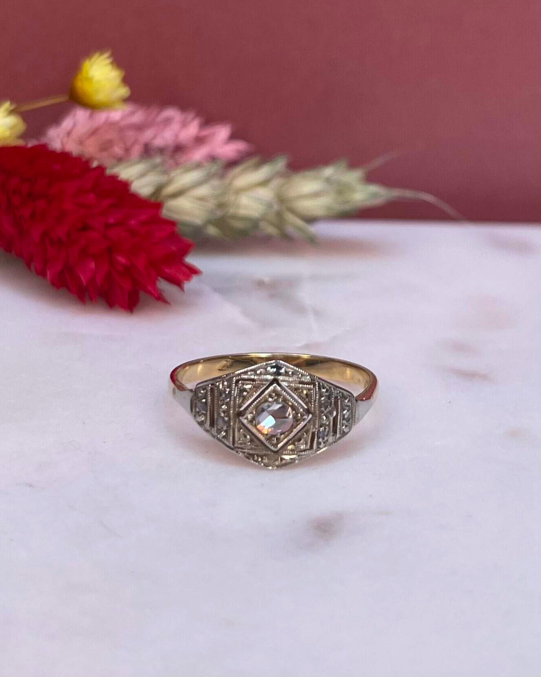 Bague Art - Déco Diamants 0.13 carat &quot;Patricia&quot; - Elliade Paris
