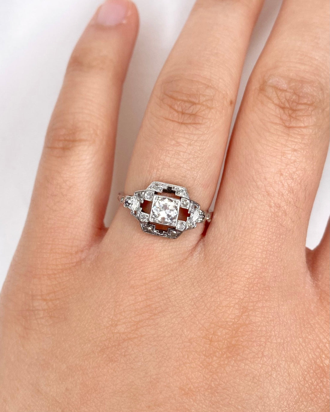 Bague Art Déco Diamants 0.47 carat "Eliane" - Elliade Paris