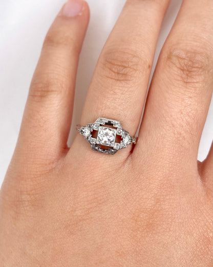 Bague Art Déco Diamants 0.47 carat "Eliane" - Elliade Paris