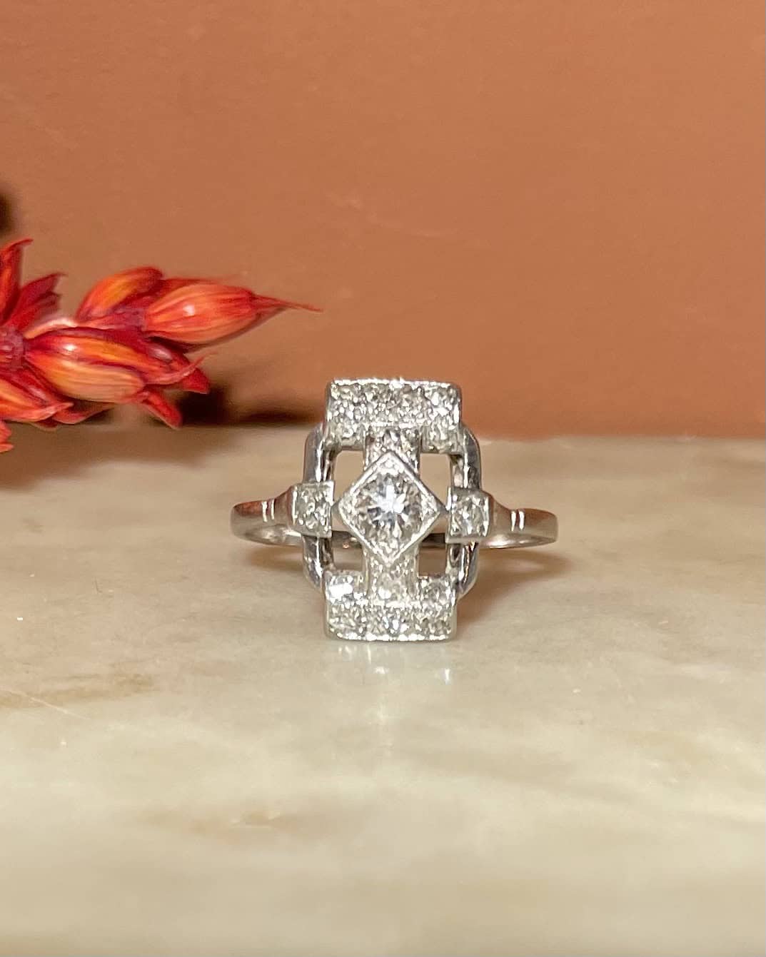 Bague Art - Déco Diamants 0.49 carat "Gitroïna" - Elliade Paris