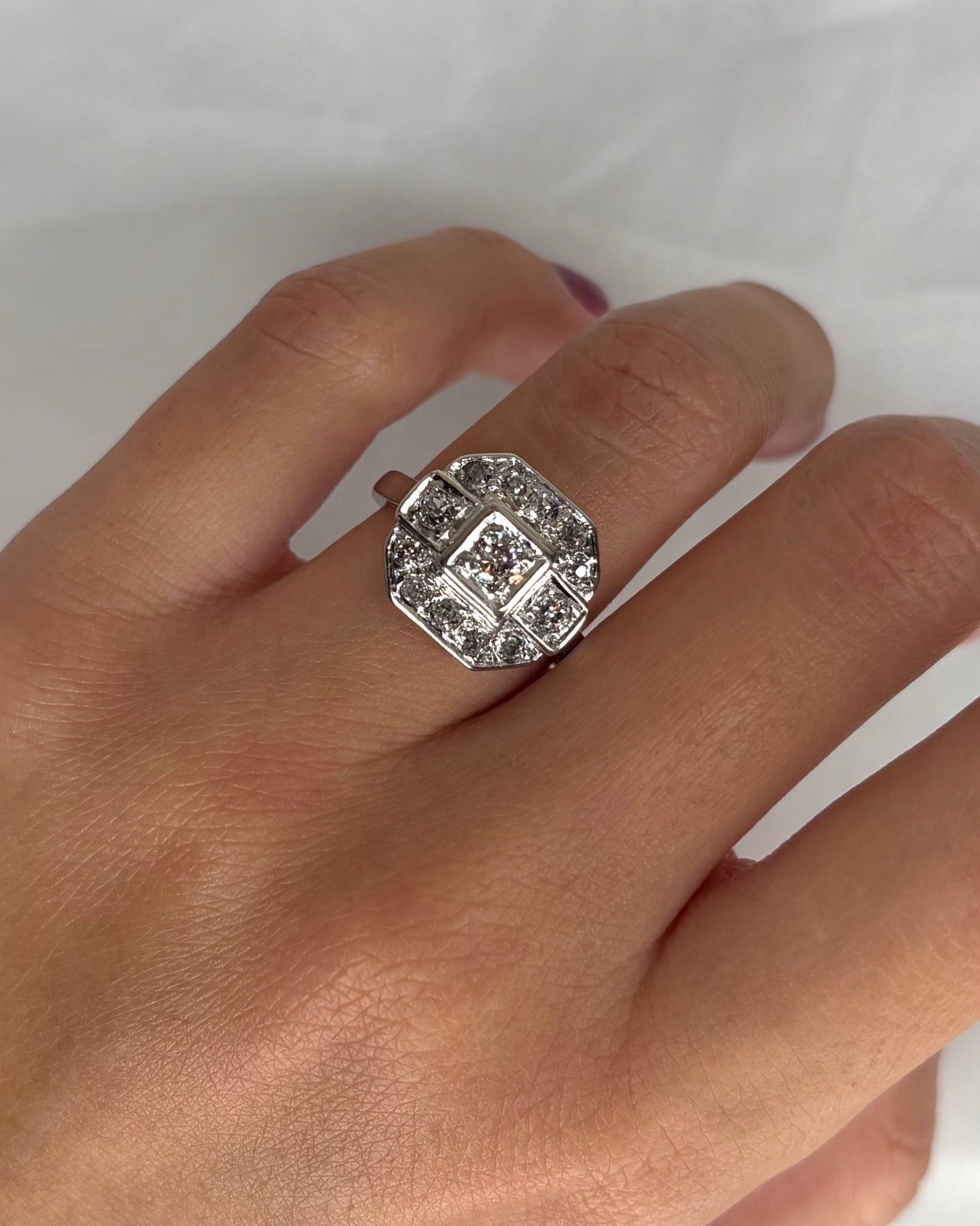 Bague Art Déco Diamants 0.79 carat &amp; Or 18 carats 6.25 g &quot;Ava&quot; - Elliade Paris