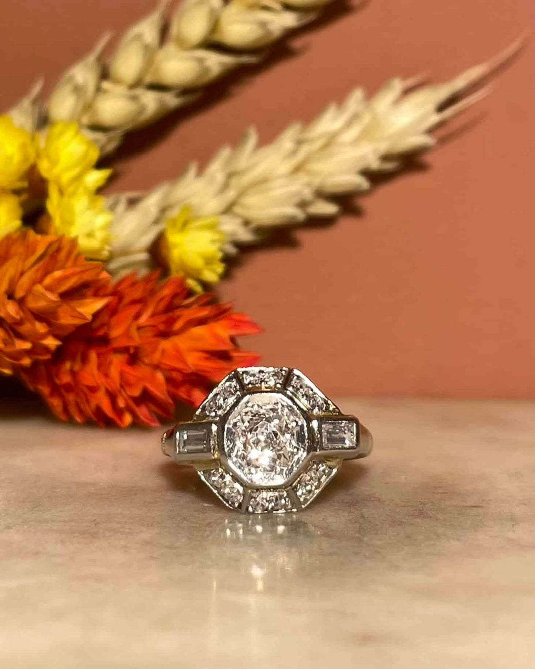 Bague Art - déco Diamants 0.92 carat &quot;Lohan&quot; - Elliade Paris