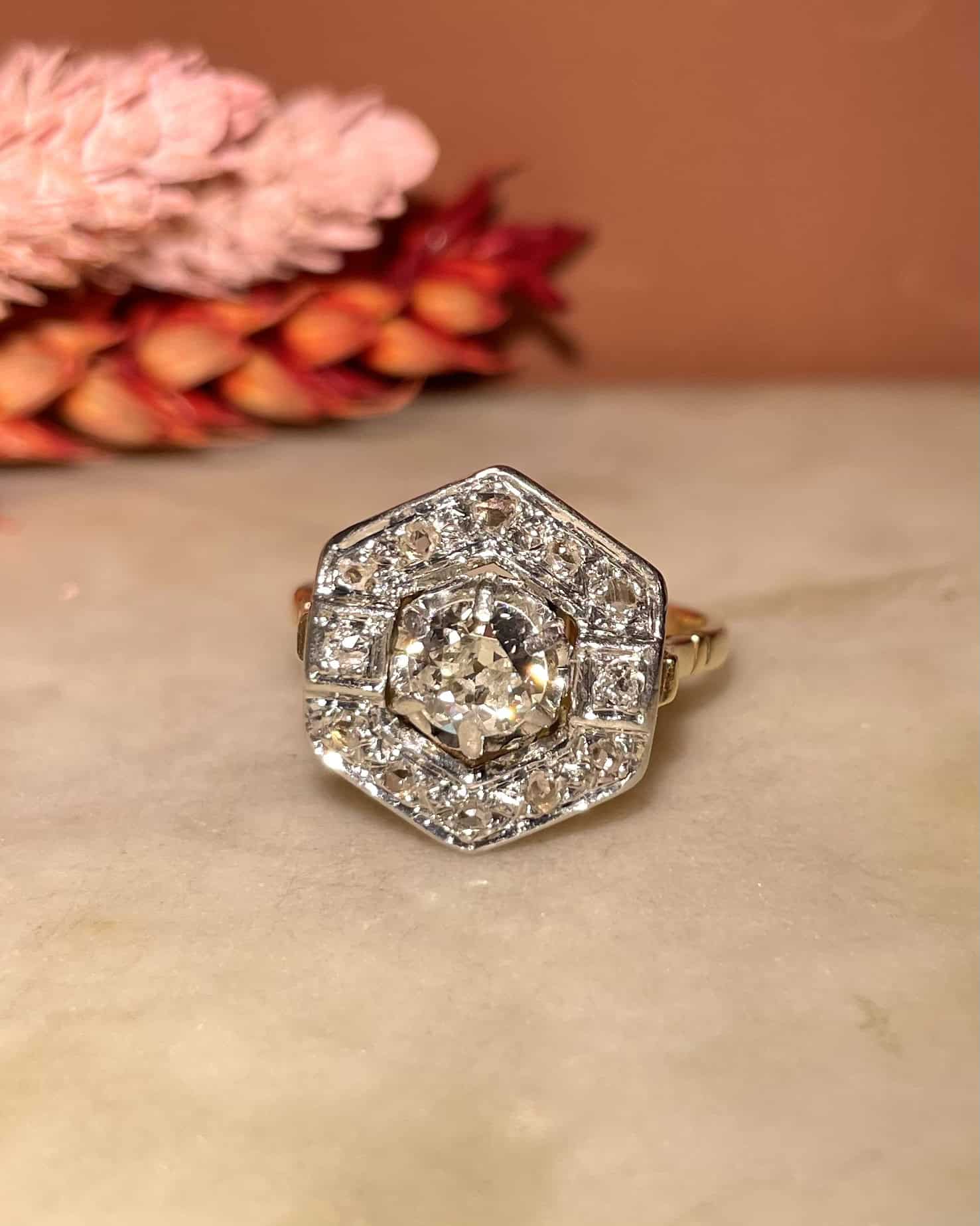 Bague Art - déco Diamants 1.10 carat &quot;Fidji&quot; - Elliade Paris