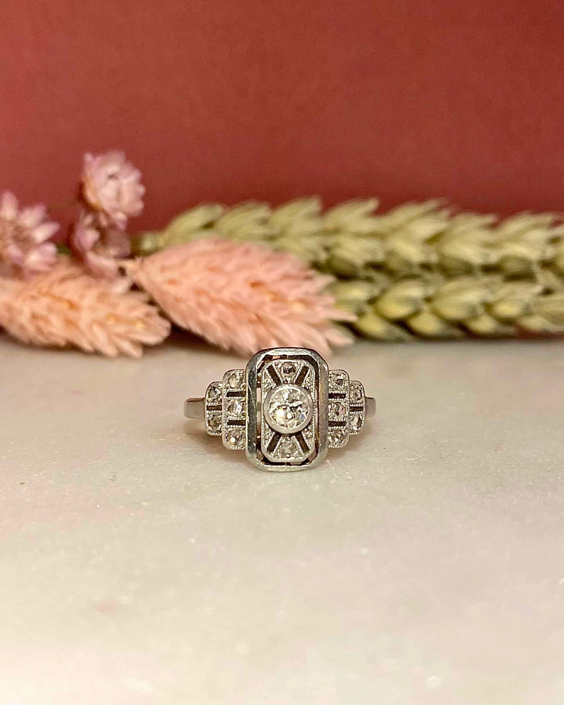 Vintage Art Deco 13 Diamond &quot;Marina&quot; Ring