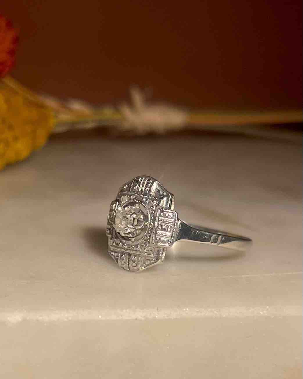 Bague Art-Déco Diamant 0.14 Carat &quot;Tania&quot;
