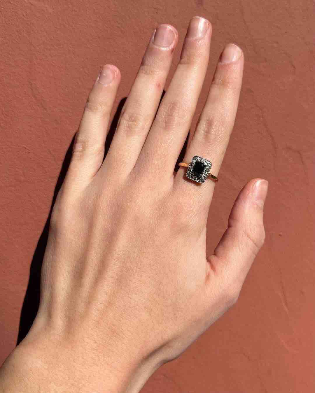 Art Deco Sapphire &amp;amp; Diamond "Aurora" Ring