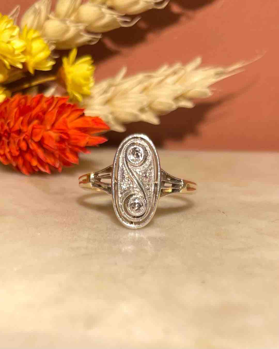 Bague Art - Déco Diamants "Héloise" - Elliade Paris