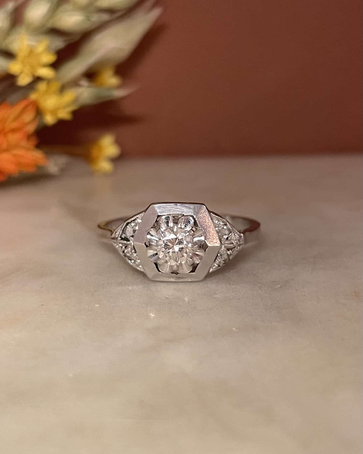 Bague Art - déco Diamants &quot;Jérico&quot; - Elliade Paris