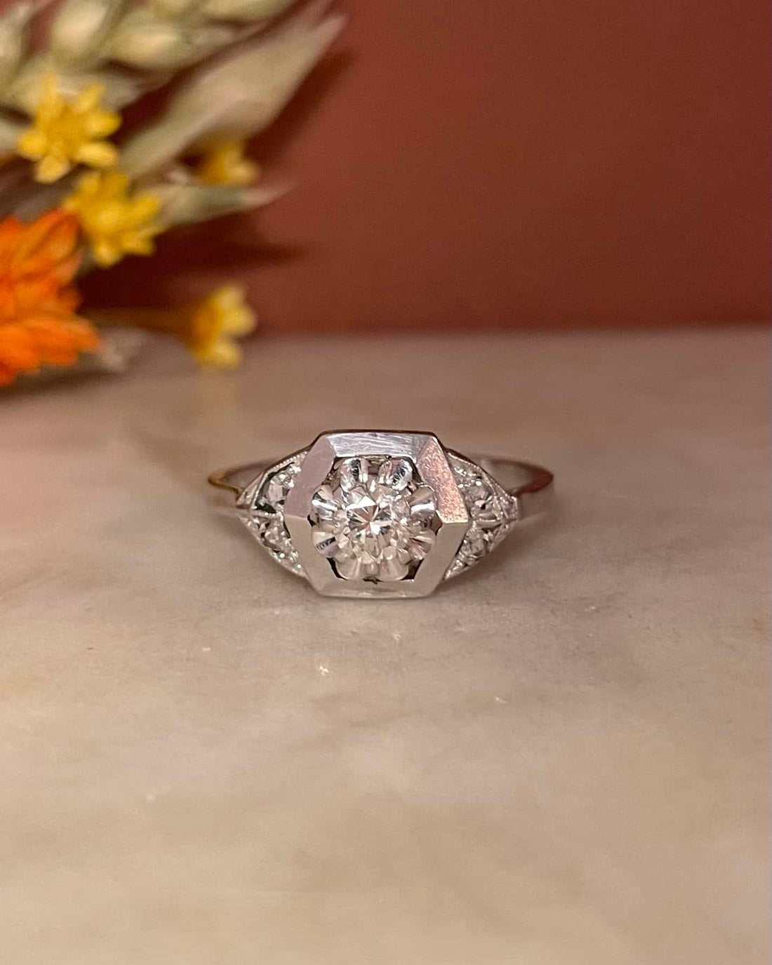 Bague Art - déco Diamants &quot;Jérico&quot; - Elliade Paris
