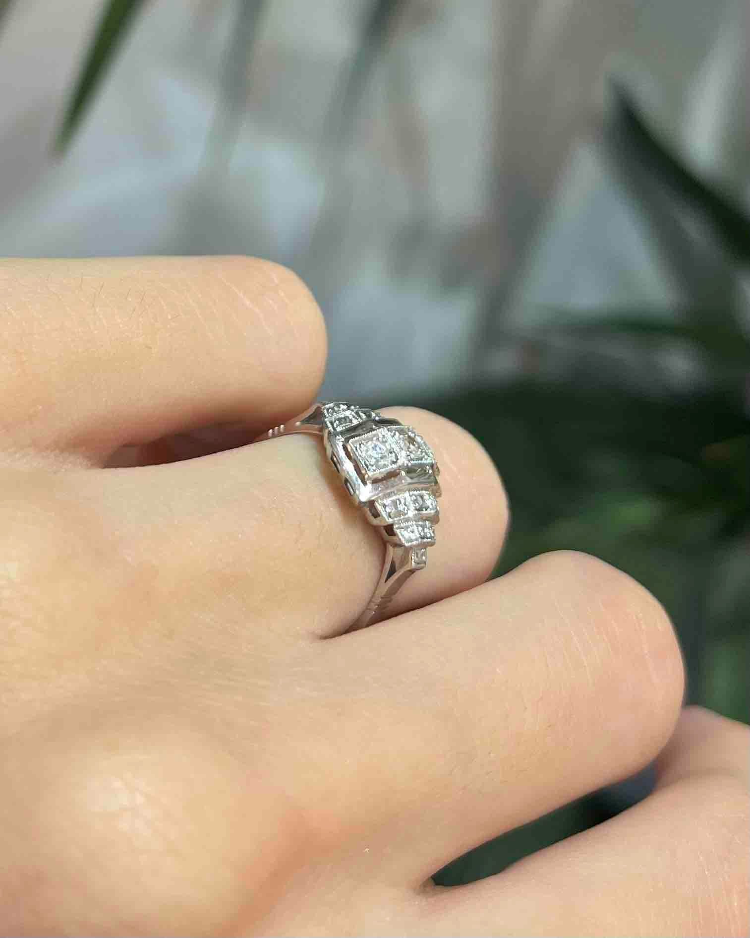 Bague Art - déco Diamants &quot;Jess&quot; - Elliade Paris