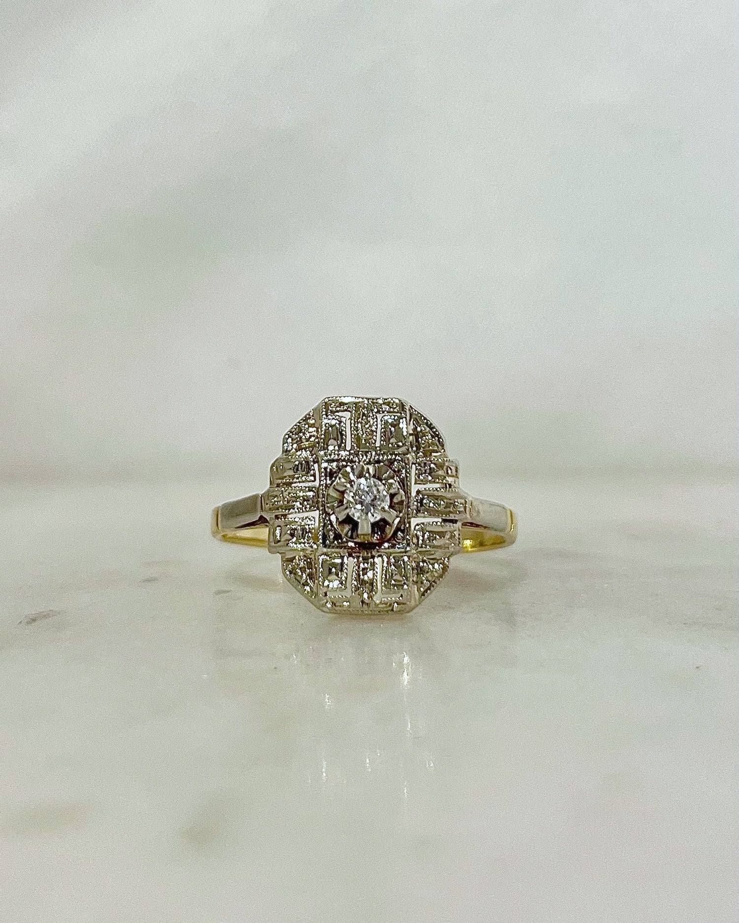 Bague Art - Déco Diamants &quot;Lyva&quot; - Elliade Paris