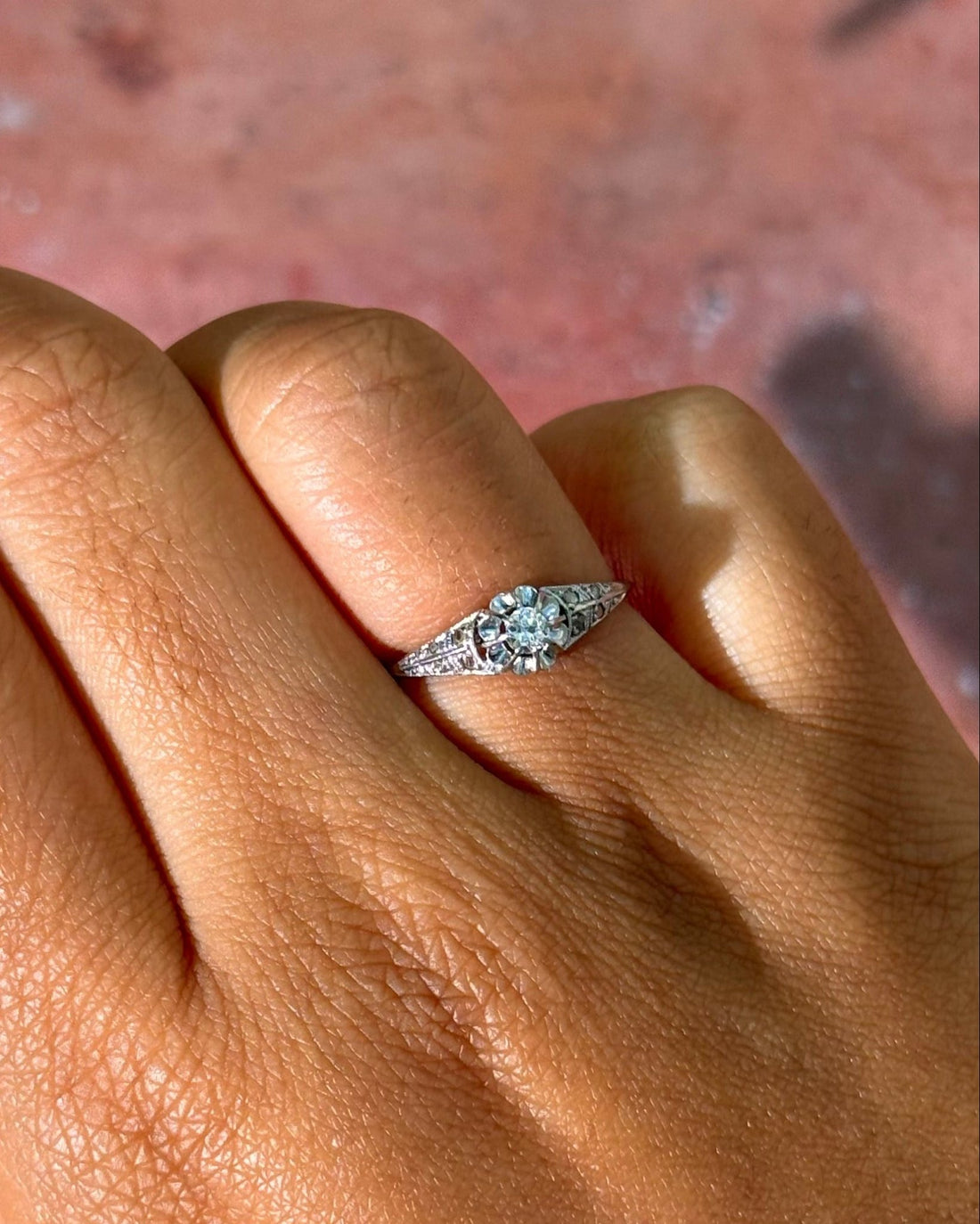 Bague Art-Déco Diamants Or &amp; Platine "Aimée" - Elliade Paris