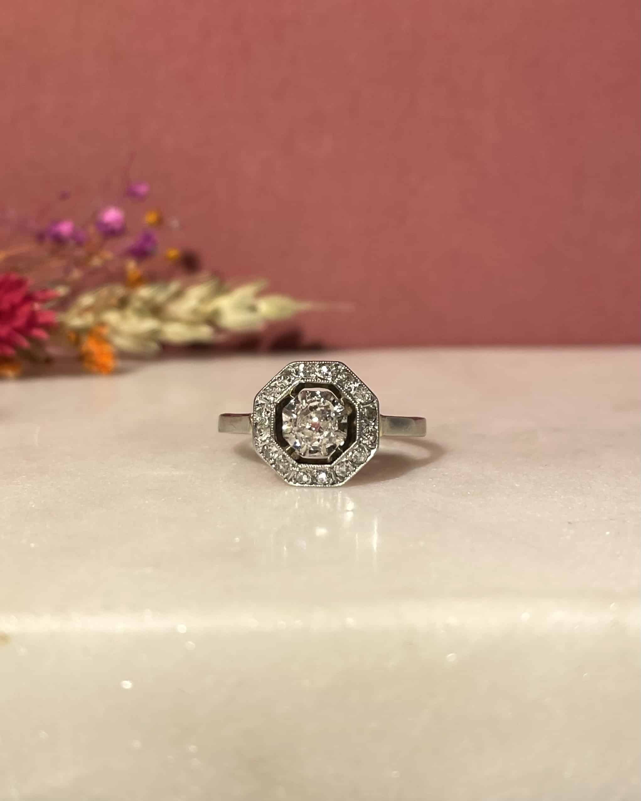Bague Vintage Art-Déco Diamants 0.46 carat "Sally" - Elliade Paris