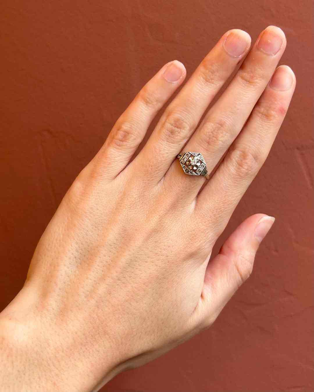 Bague Art - déco Diamants &quot;Raffaela&quot; - Elliade Paris