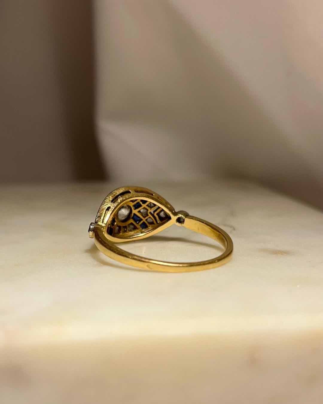 Bague Art - déco Diamants &amp; Saphirs "Adélia" - Elliade Paris