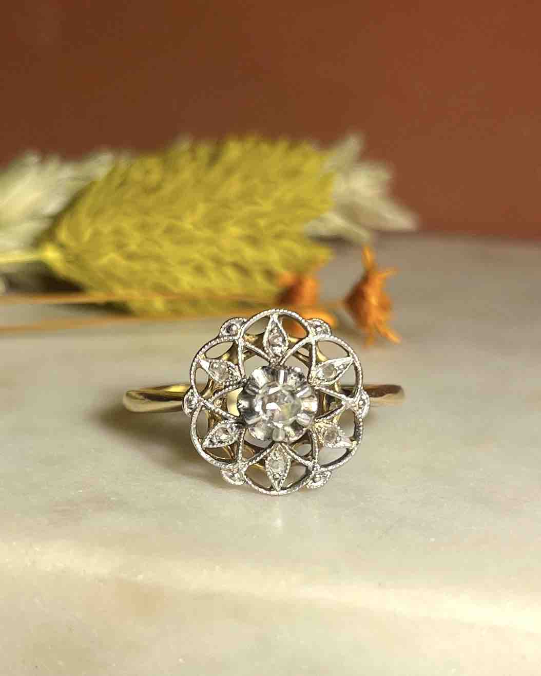 Bague étoile Art-déco Diamants "Ophélie"