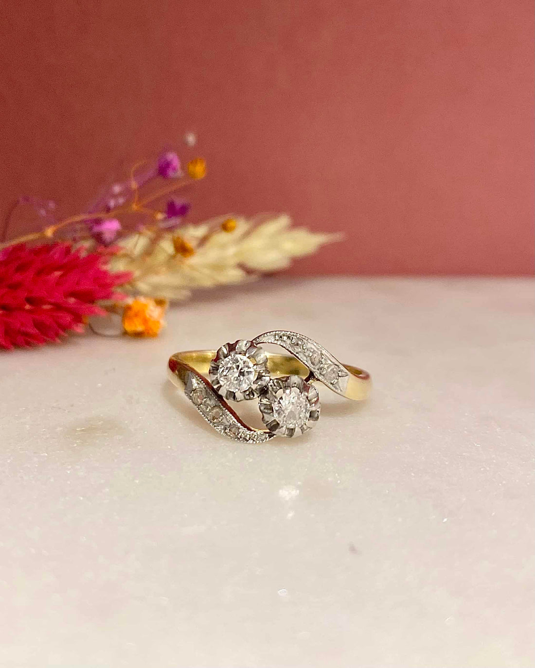 Art Deco 8 Diamond Tourbillon Ring &quot;Anne&quot;