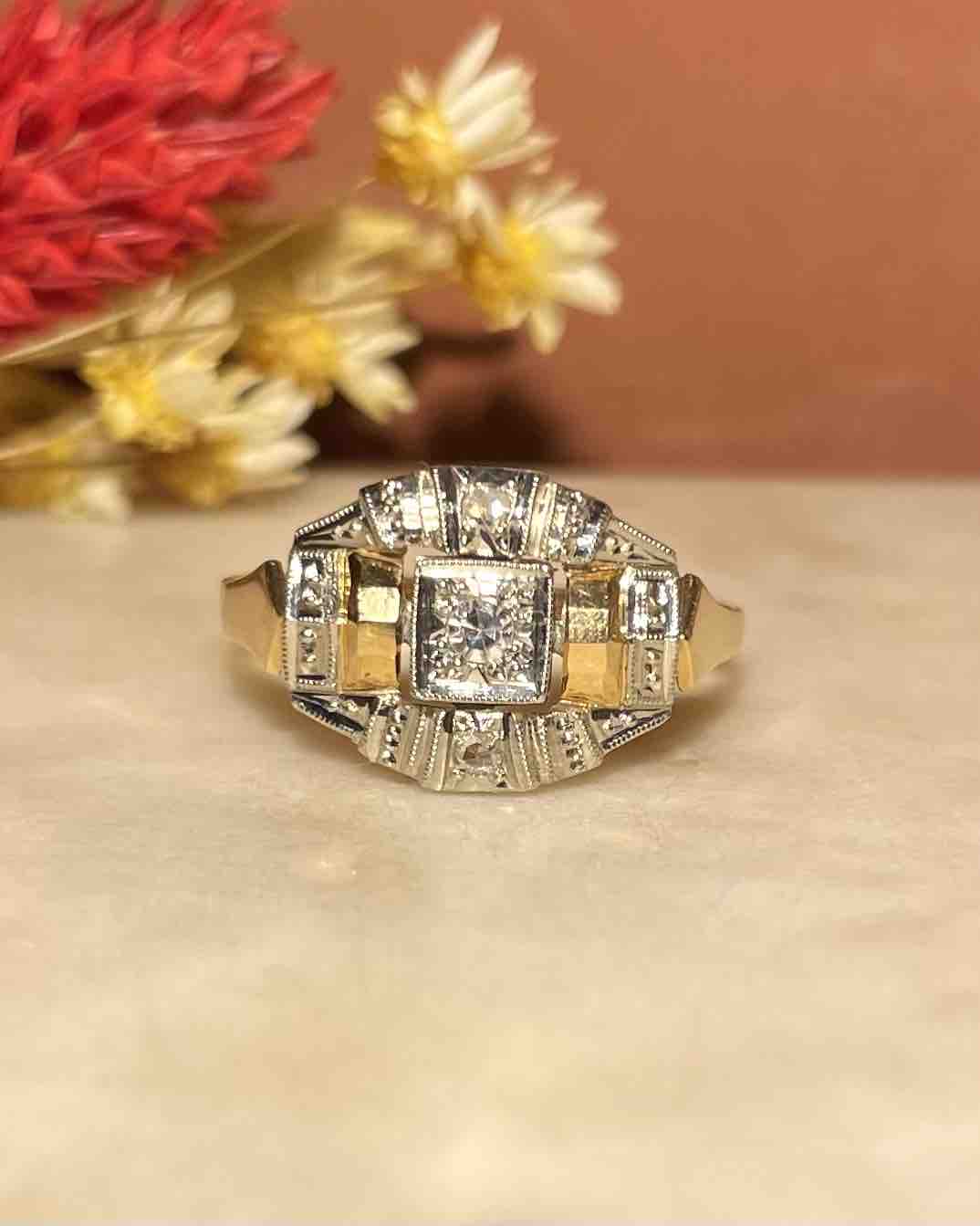Bague Art - déco Diamants Vintage &quot;Noa&quot; - Elliade Paris