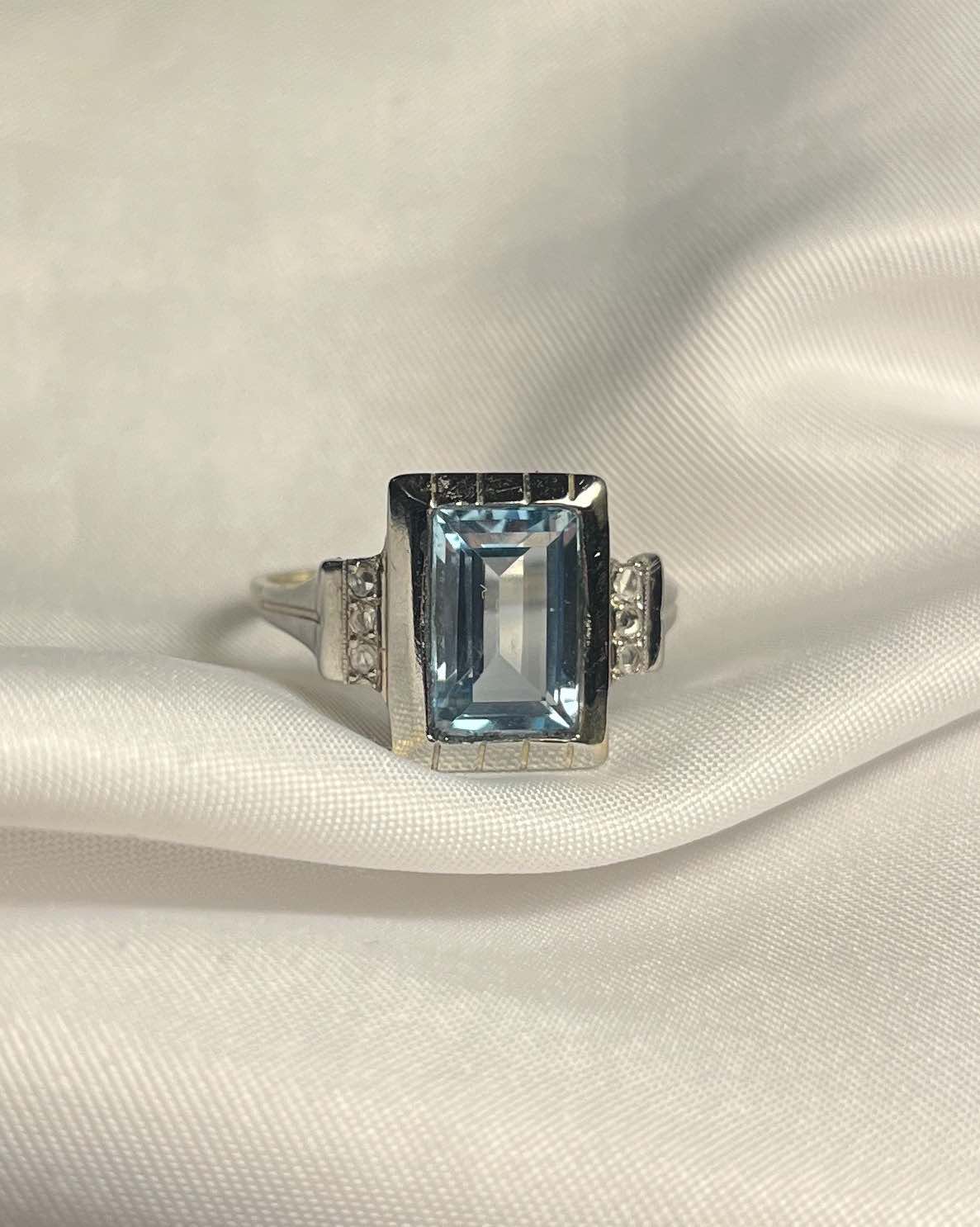 Chevalière Art Déco Topaze &amp; Diamants &quot;Deva&quot;