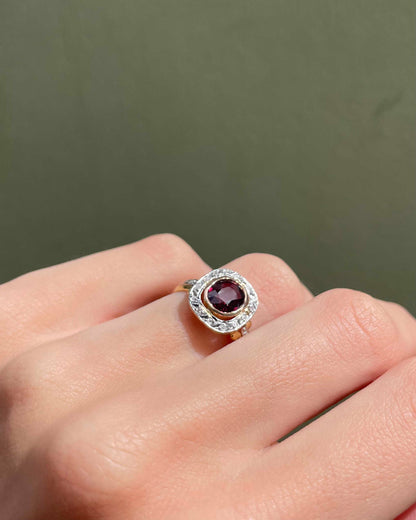 Bague Art-Déco Grenat 1.10 carat et Diamants &quot;Birdie&quot;