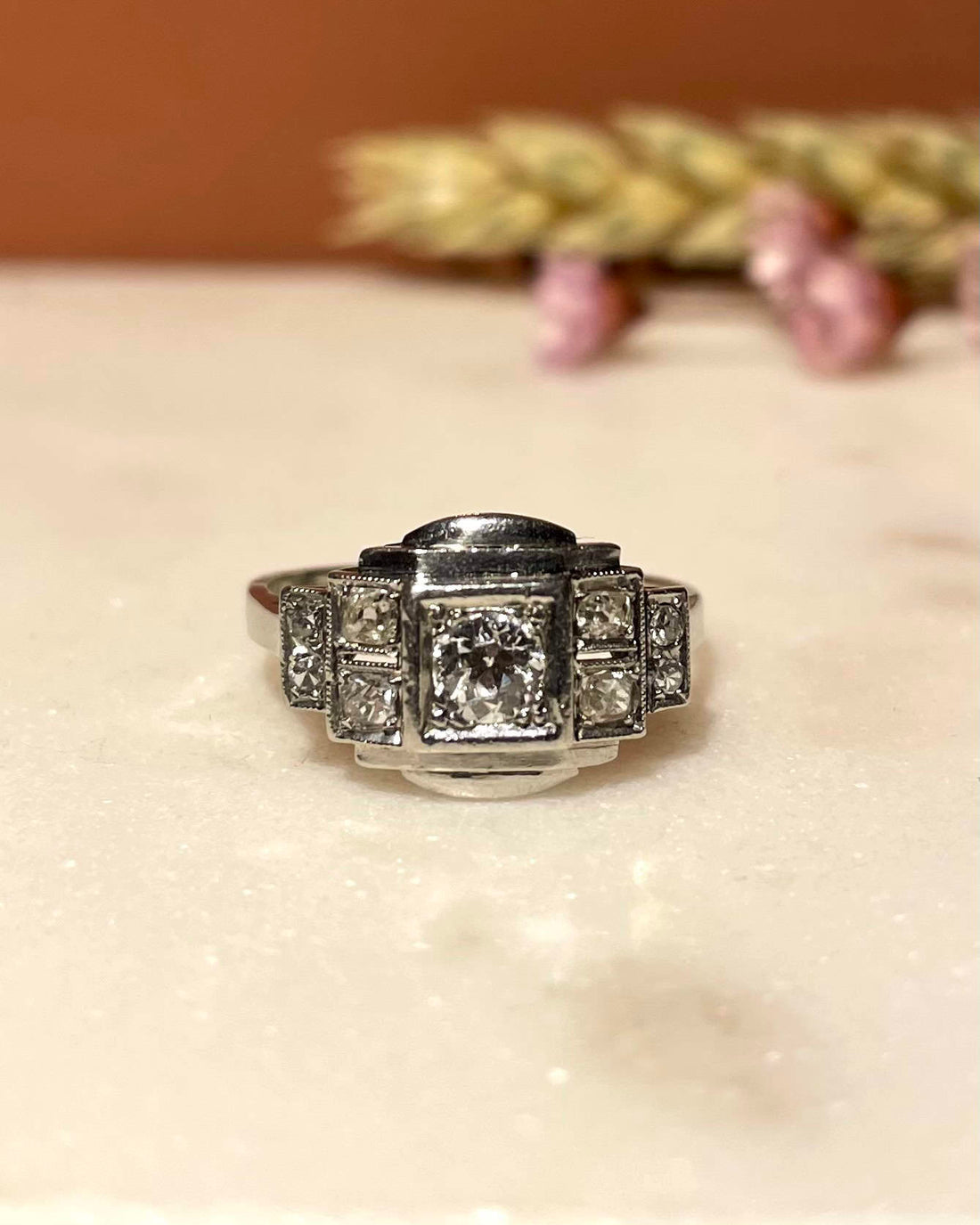Art Deco Tank Ring Diamonds 0.56 carat &quot;Ethel&quot;