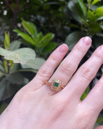 Bague Art - Déco Emeraude 0.35 carat &amp; Diamants &quot;Hailey&quot; - Elliade Paris