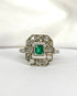 Bague Art Déco Émeraude 0.47 carat & 12 Diamants "Olivia" - Elliade Paris