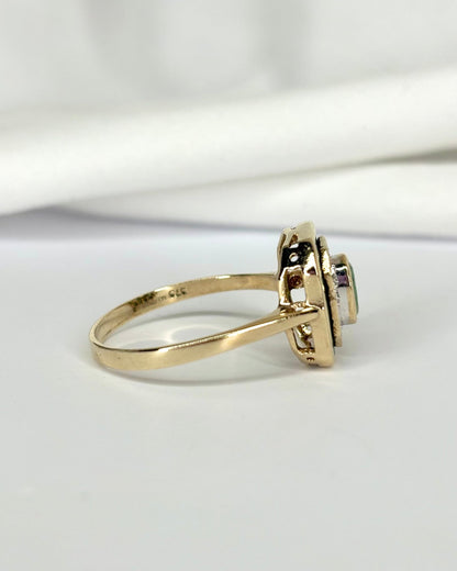 Bague Art Déco Émeraude 0.62 carat &amp; Diamants "Elena" - Elliade Paris