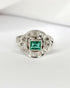 Bague Art - Déco Emeraude 0.70 carat & Diamants "Agathe" - Elliade Paris