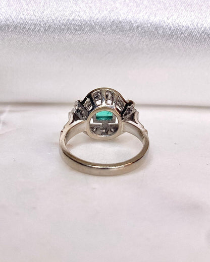 Bague Art - Déco Emeraude 0.70 carat &amp; Diamants &quot;Agathe&quot; - Elliade Paris
