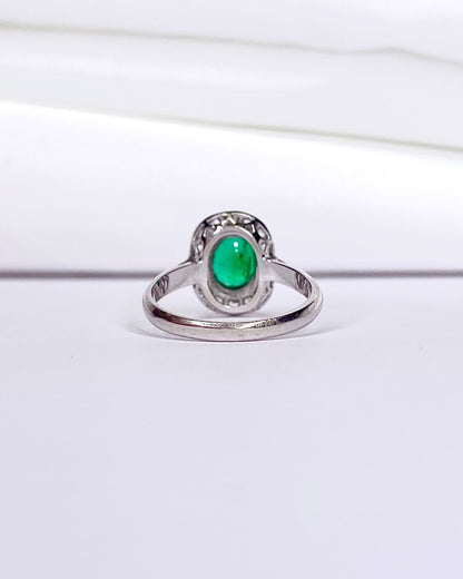 Bague Art - Déco Émeraude 0.95 carat &amp; Diamants 0.20 carat "Linda" - Elliade Paris