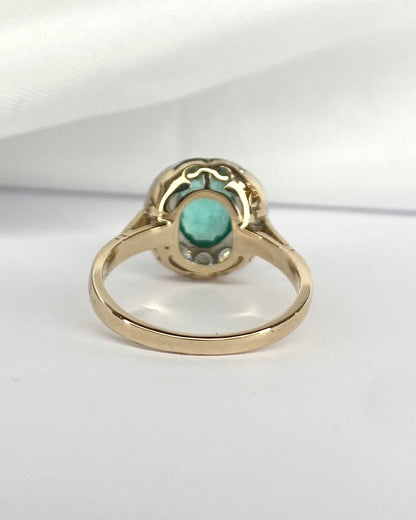 Bague Art Déco Émeraude 1.10 carat &amp; Diamants 0.36 carat "Lola" - Elliade Paris