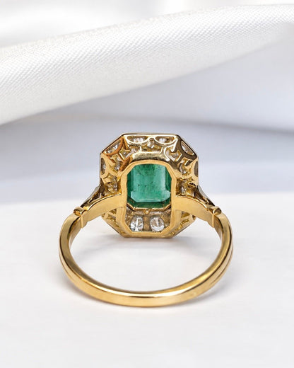 Bague Art-Déco Émeraude 1.35 carat &amp; Diamants 0.73 carat 4.01g "Maryam" - Elliade Paris