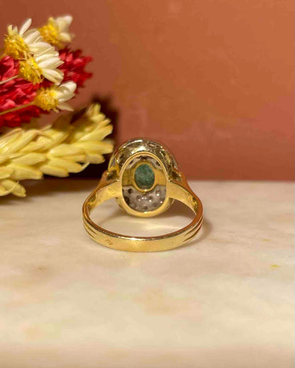 Bague style Art-déco Emeraude et 22 Diamants &quot;Orlane&quot;
