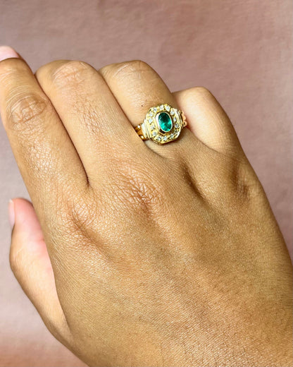 Bague Art-Déco Émeraude &amp; Diamants "Eden" - Elliade Paris