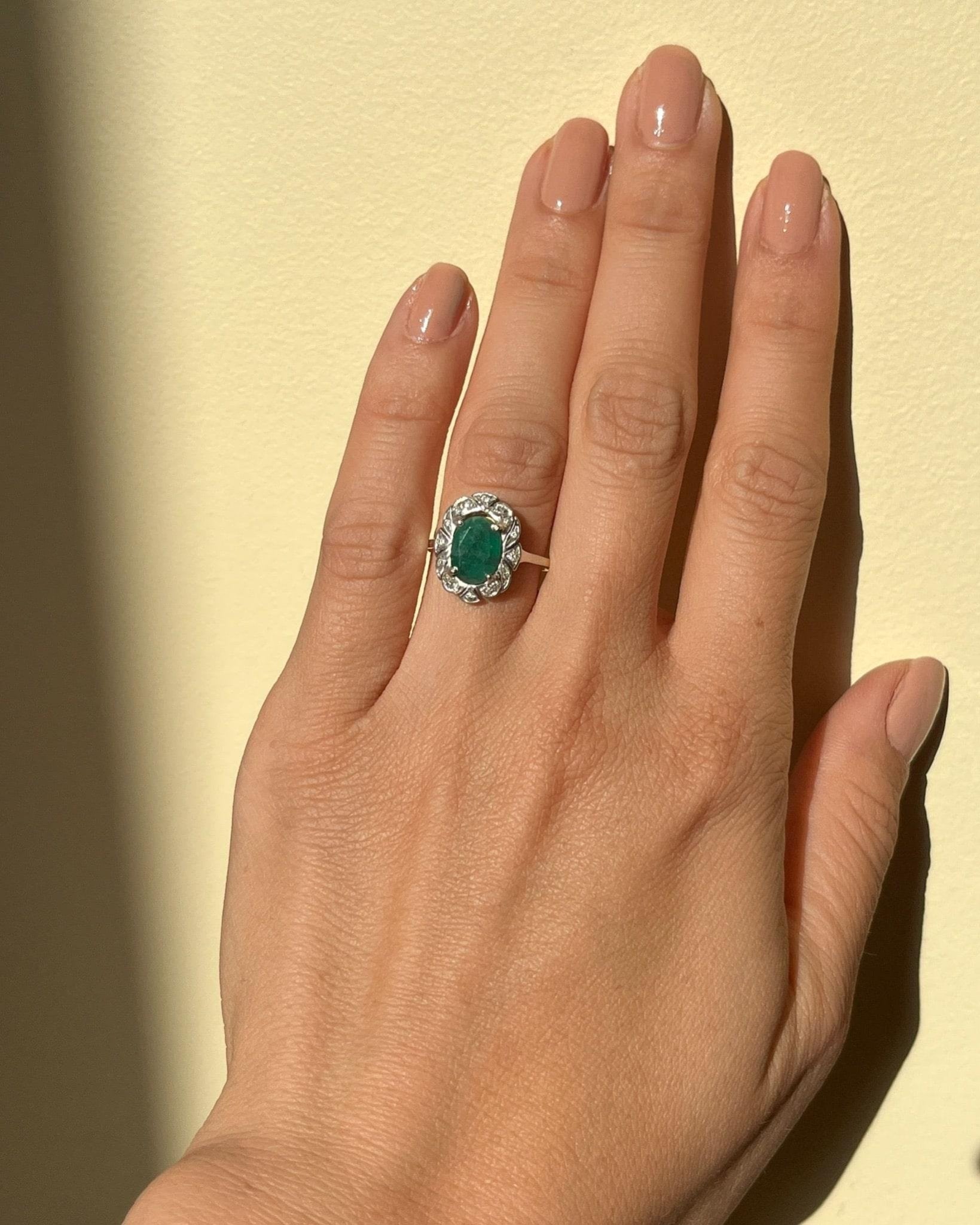 Bague Art Déco émeraude &amp; diamants "Liana" - Elliade Paris