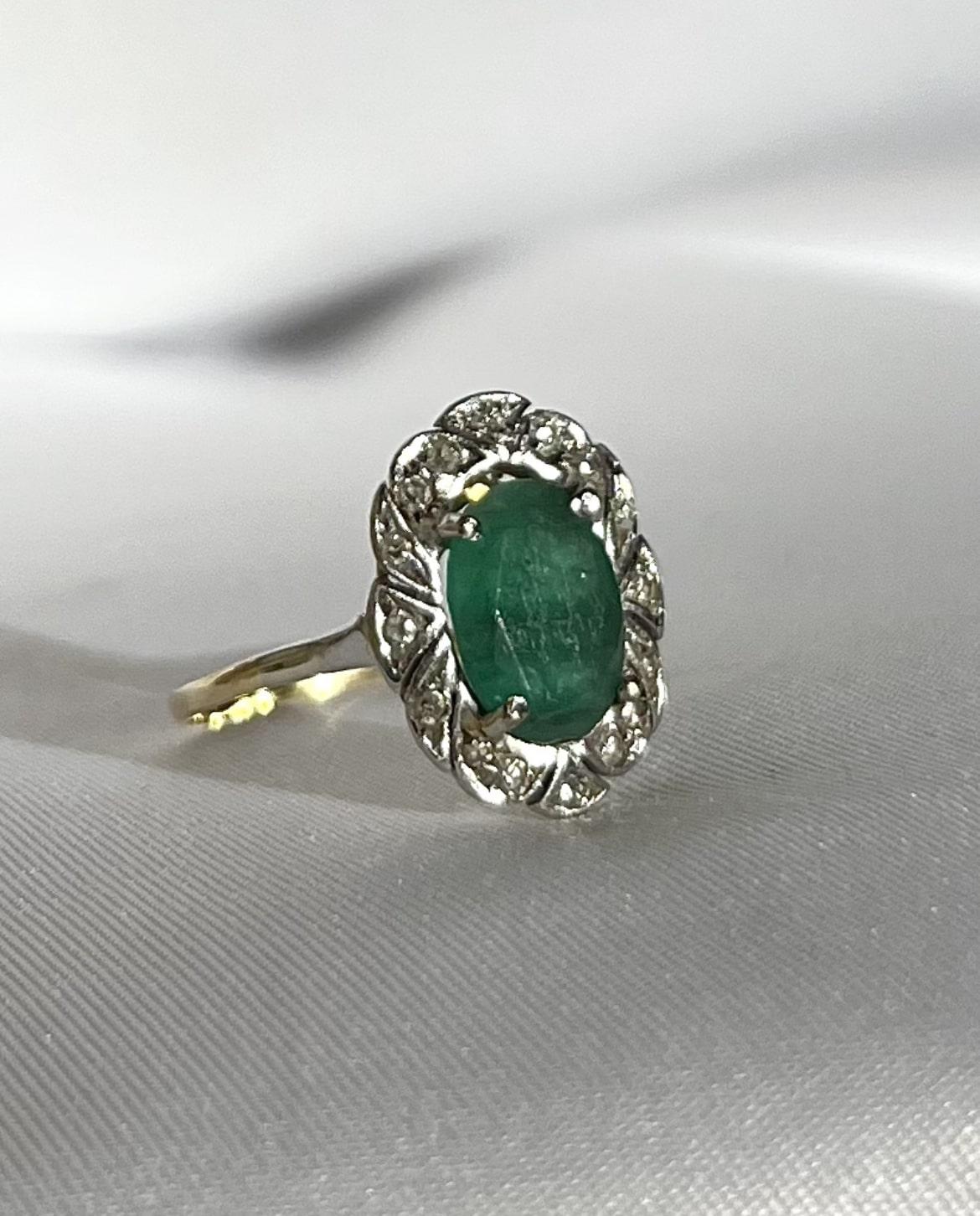 Bague Art Déco émeraude &amp; diamants "Liana" - Elliade Paris