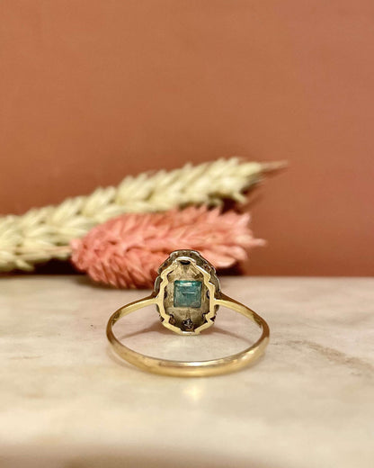 Bague Art - Déco Emeraude &amp; Diamants &quot;Priscilla&quot; - Elliade Paris