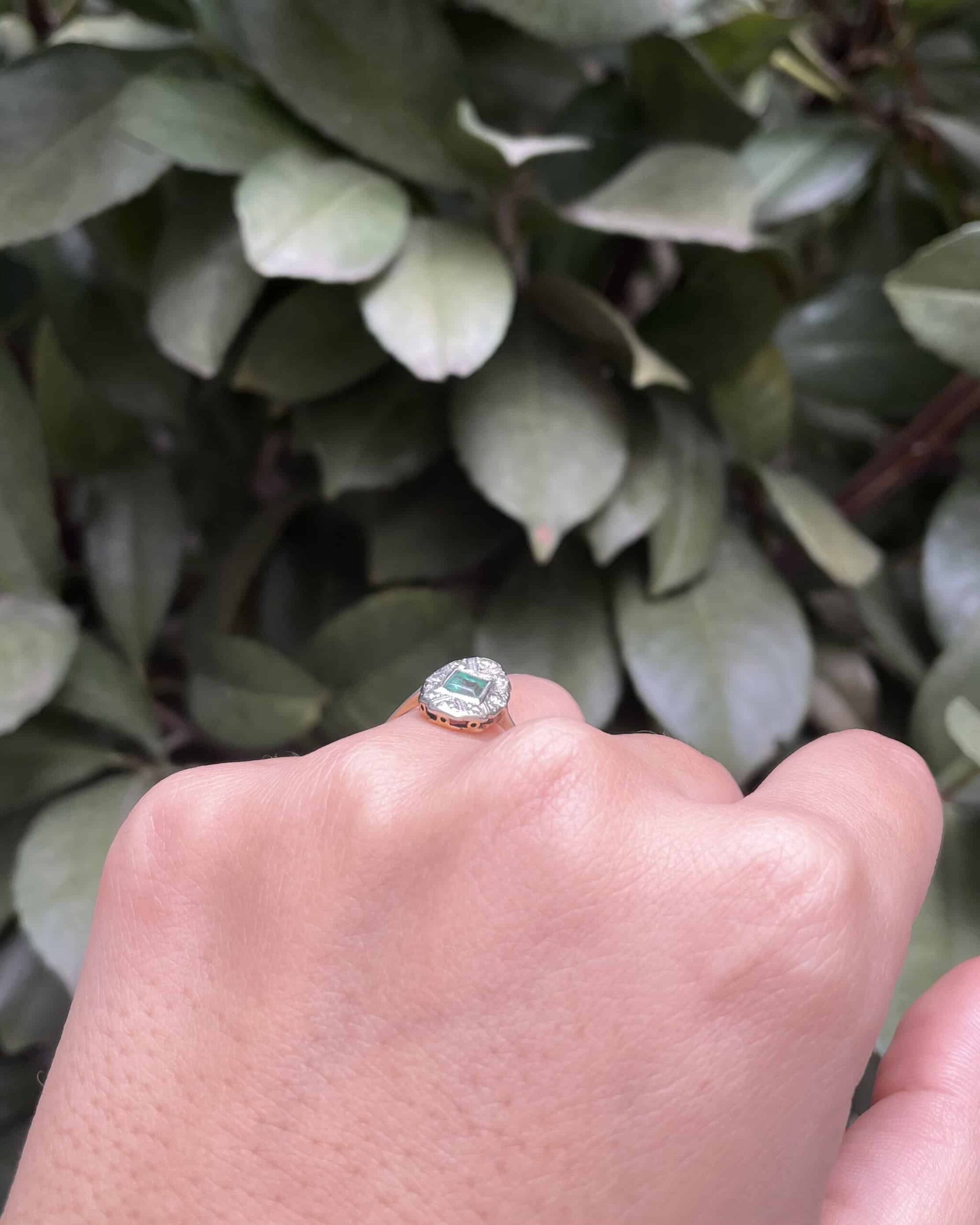 Bague Art-Déco Emeraude &amp; Diamants "Priscilla"