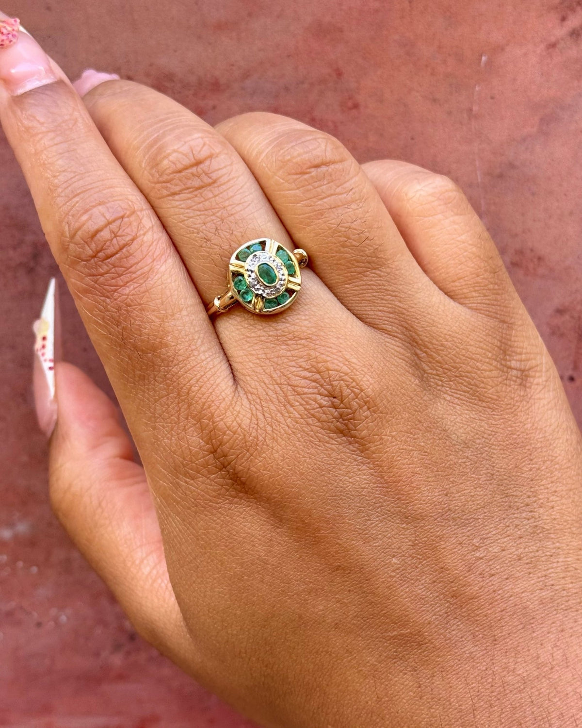 Bague Art-Déco Émeraudes &amp; Diamants "Laurette" - Elliade Paris